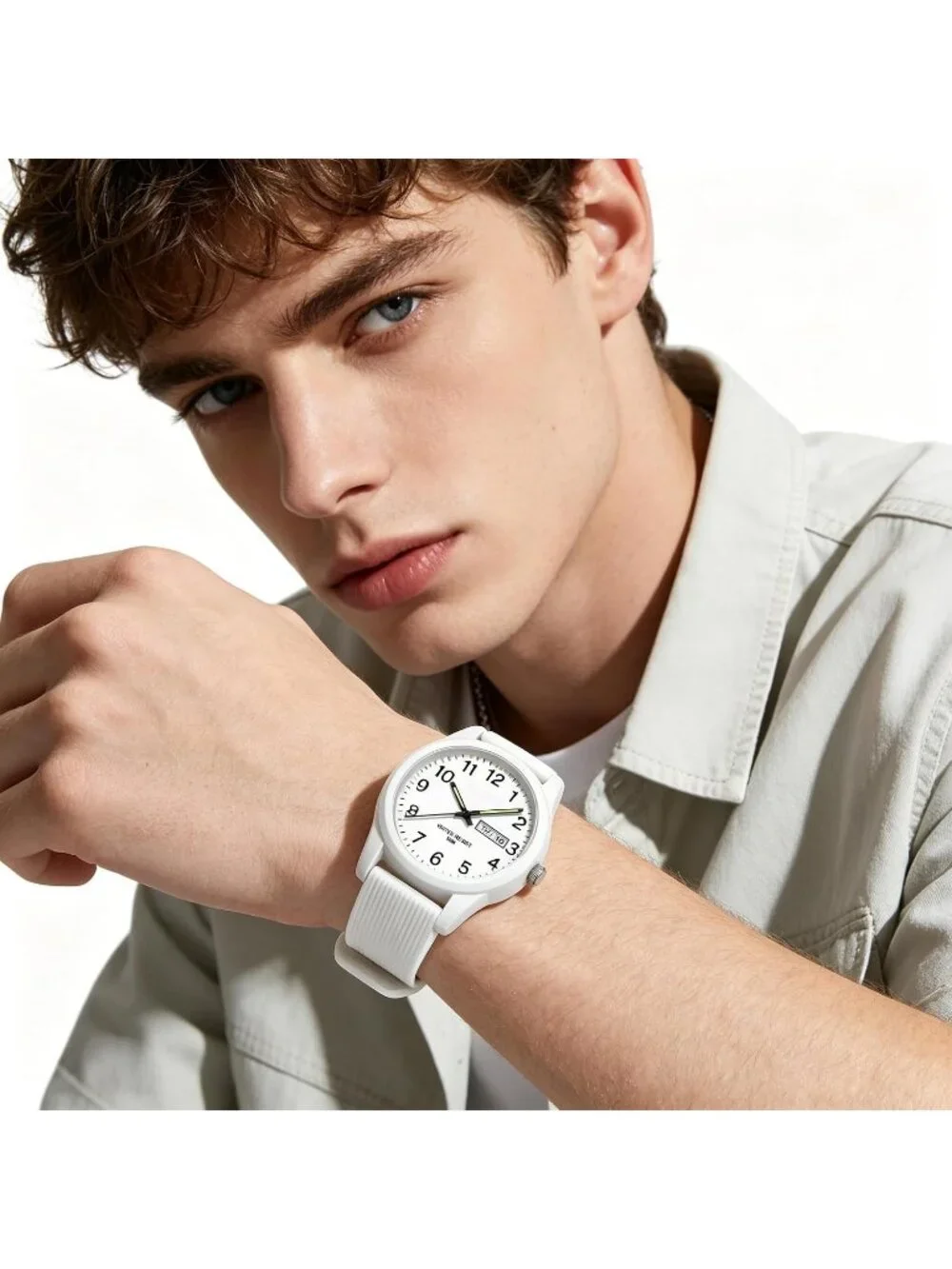 Men's White Simple Minimalist Sport Waterproof Casual Analog  Quartz Wrist Watch